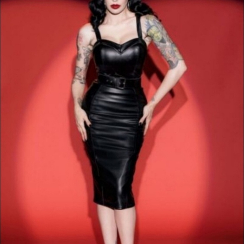 Deadly Dames Faux Leather Dress